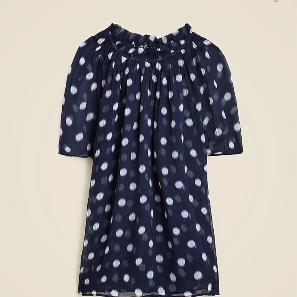 J Crew- Navy Polka Dot Shirt